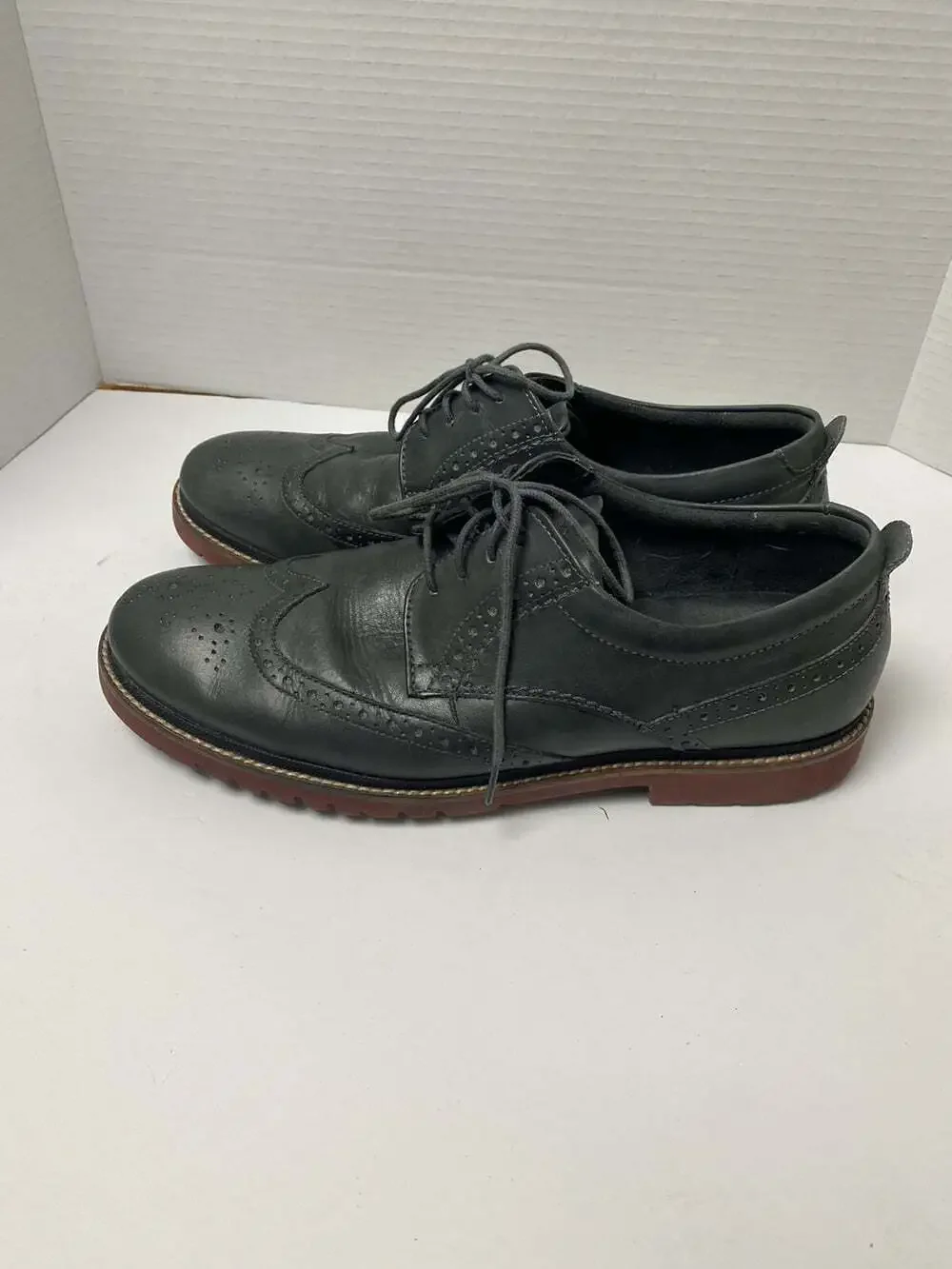 Rockport Lightweight Trutech Gray Topstitched Leather Wing Tips Lace Size 10